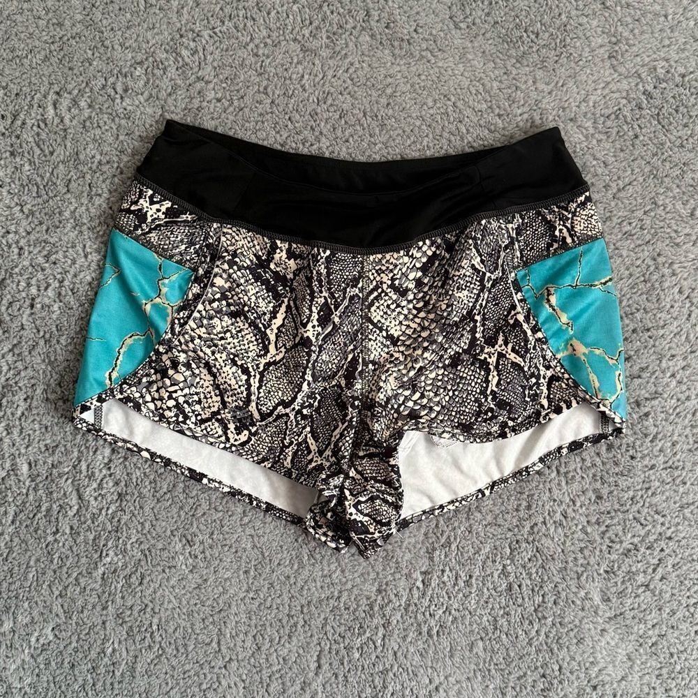 Crazy train women size small  snakeskin athletic shorts/bathing suit 